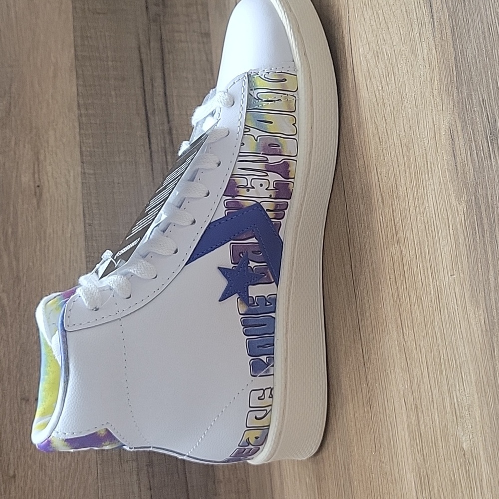 Converse Kids High-Top Sneakers - White with Blue Accents - Picture 7 of 14